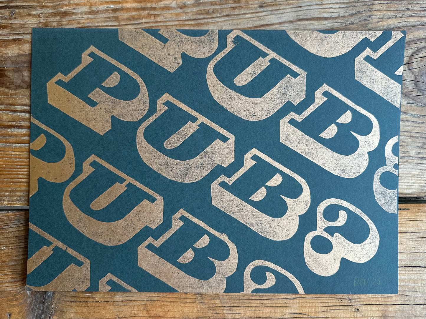 'PUB?' Gold Lino Print
