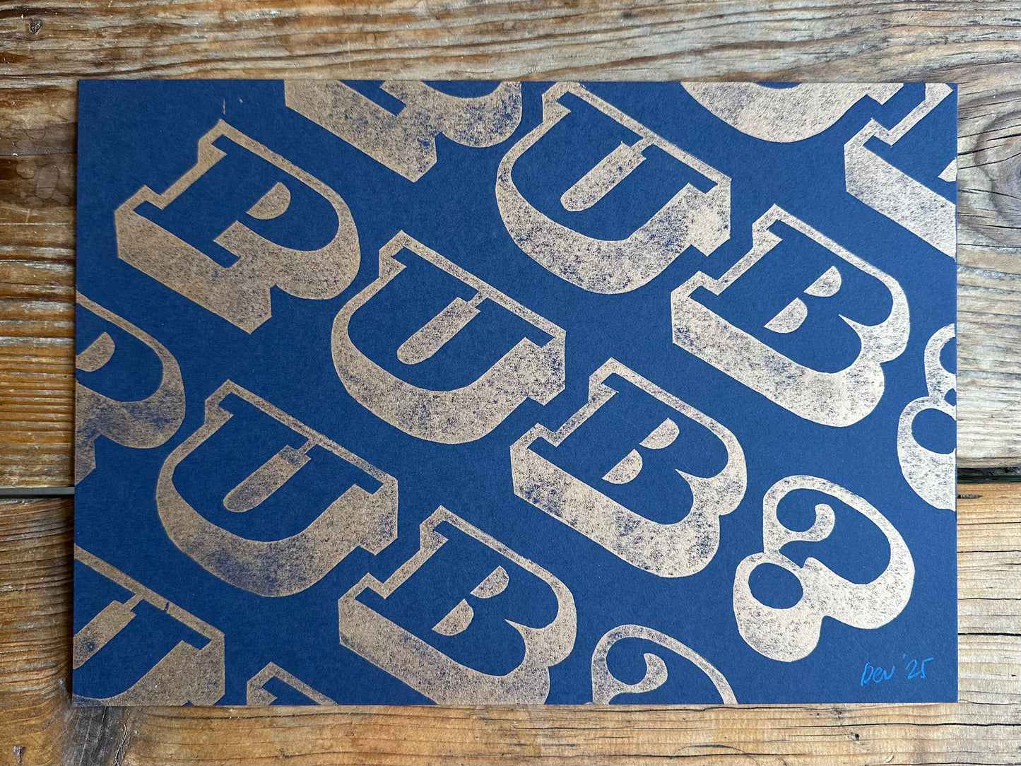 'PUB?' Gold Lino Print