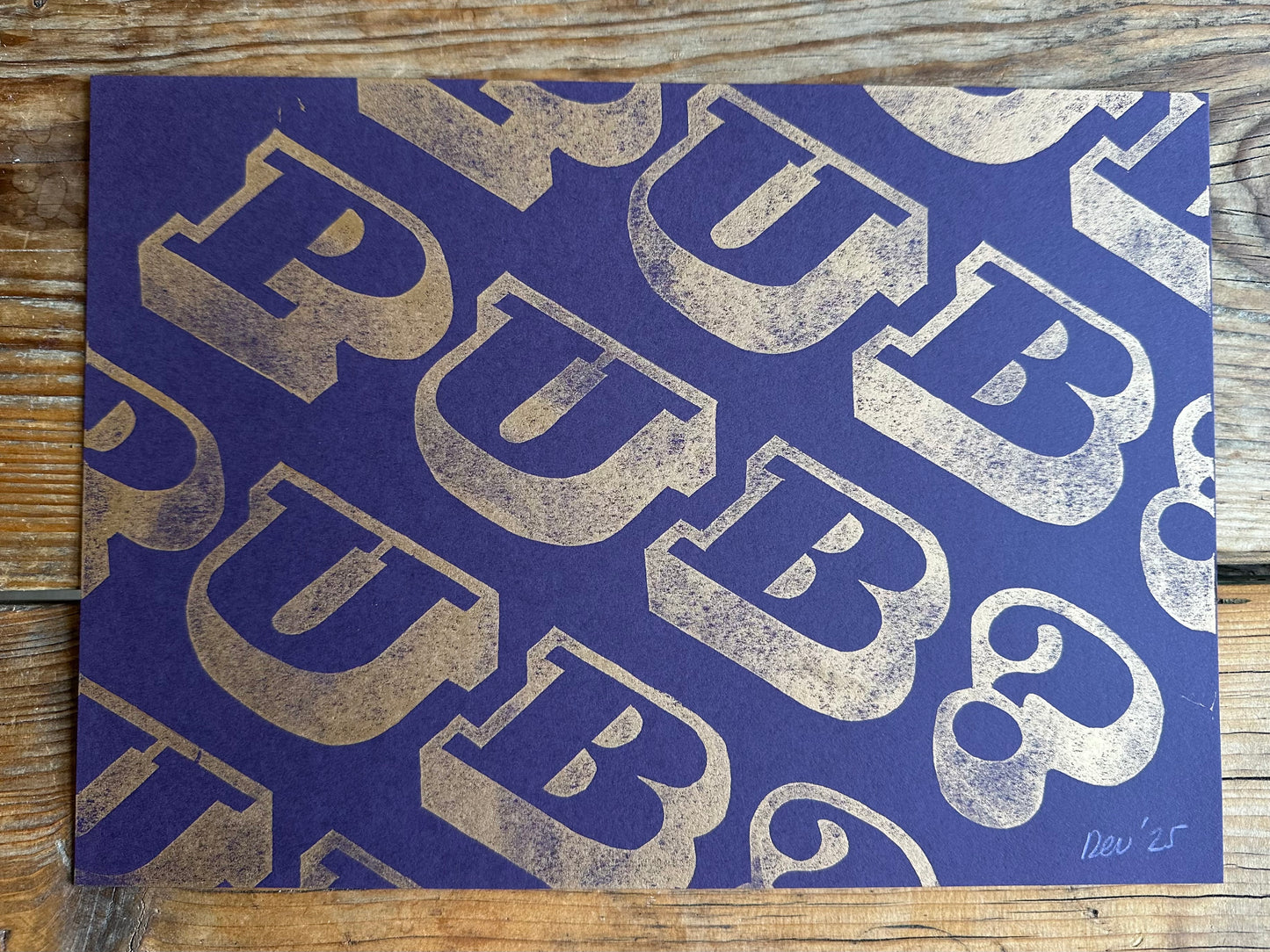 'PUB?' Gold Lino Print