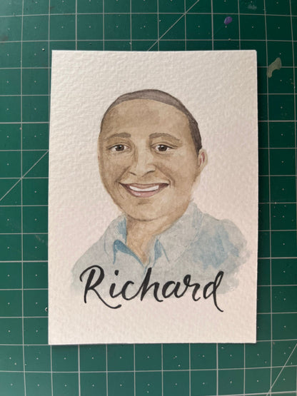 Portrait Illustration place cards, A7 personalised watercolours for table settings