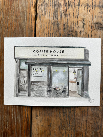 A5 Shop Front Watercolour Illustration