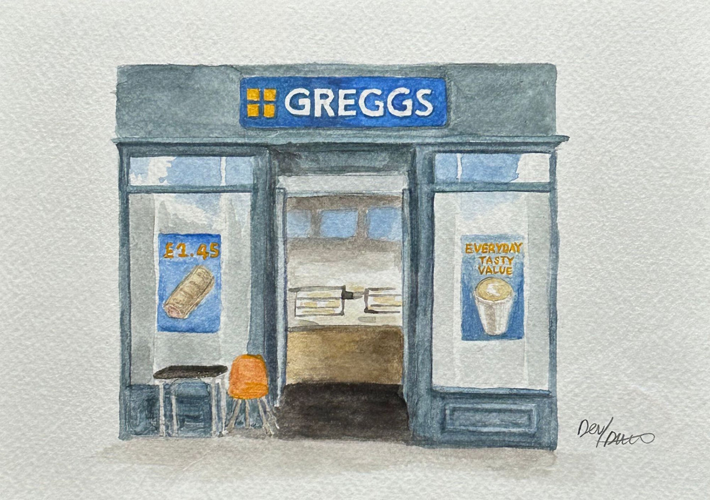 A5 Shop Front Watercolour Illustration