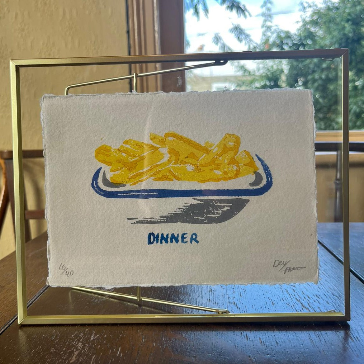 'Dinner' Chips, Lino Print