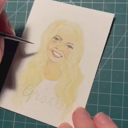 Portrait Illustration place cards, A7 personalised watercolours for table settings